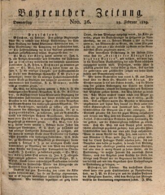 Bayreuther Zeitung Donnerstag 19. Februar 1829