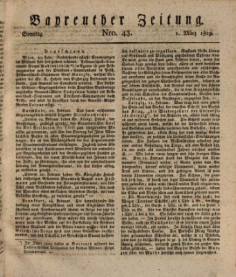 Bayreuther Zeitung Sonntag 1. März 1829