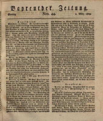 Bayreuther Zeitung Montag 2. März 1829