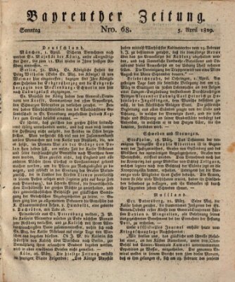 Bayreuther Zeitung Sonntag 5. April 1829