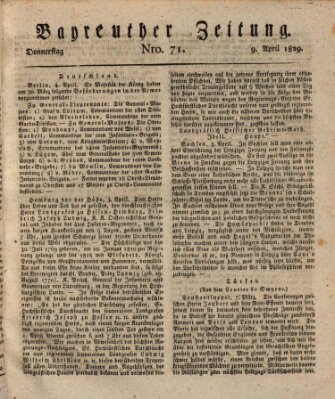 Bayreuther Zeitung Donnerstag 9. April 1829