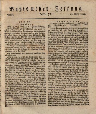 Bayreuther Zeitung Freitag 17. April 1829