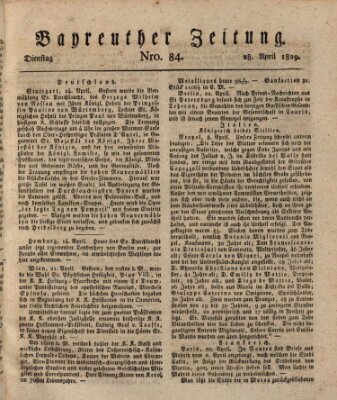 Bayreuther Zeitung Dienstag 28. April 1829