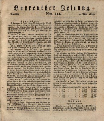 Bayreuther Zeitung Dienstag 9. Juni 1829