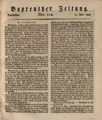 Bayreuther Zeitung Donnerstag 11. Juni 1829