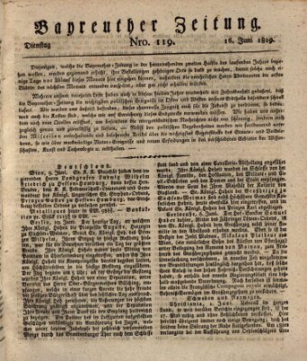 Bayreuther Zeitung Dienstag 16. Juni 1829