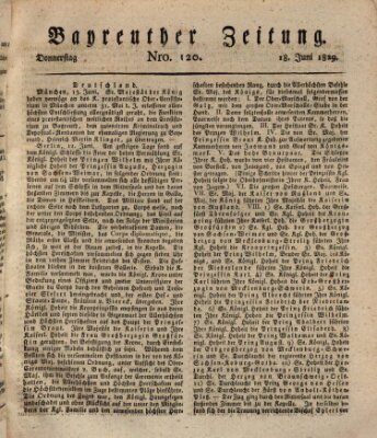 Bayreuther Zeitung Donnerstag 18. Juni 1829