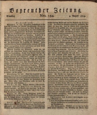 Bayreuther Zeitung Dienstag 4. August 1829