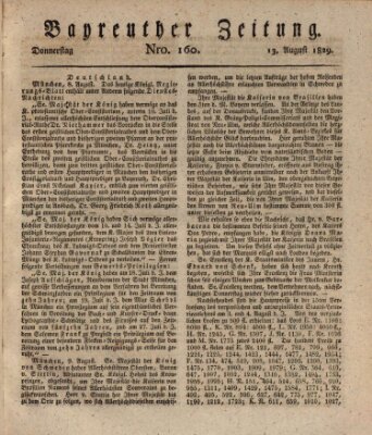 Bayreuther Zeitung Donnerstag 13. August 1829