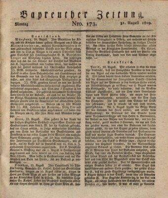 Bayreuther Zeitung Montag 31. August 1829