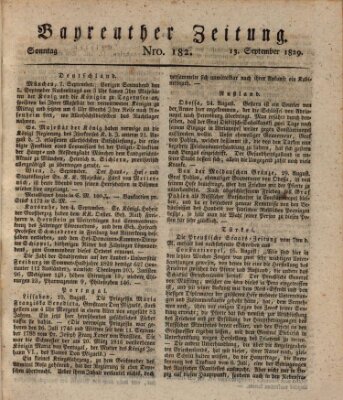 Bayreuther Zeitung Sonntag 13. September 1829