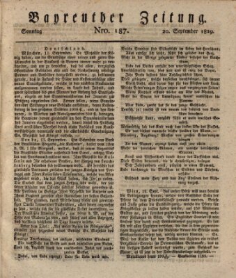 Bayreuther Zeitung Sonntag 20. September 1829