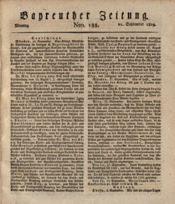 Bayreuther Zeitung Montag 21. September 1829