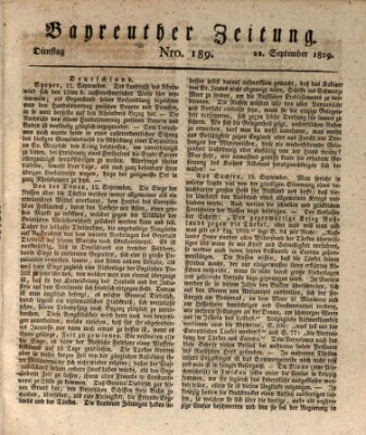 Bayreuther Zeitung Dienstag 22. September 1829