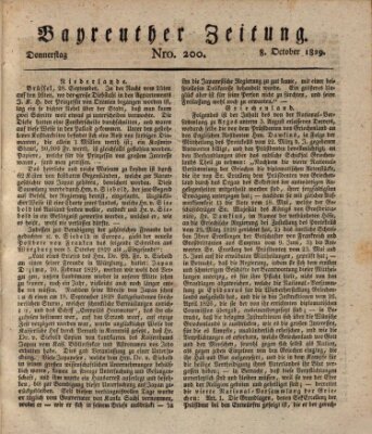 Bayreuther Zeitung Donnerstag 8. Oktober 1829