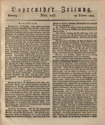 Bayreuther Zeitung Sonntag 18. Oktober 1829