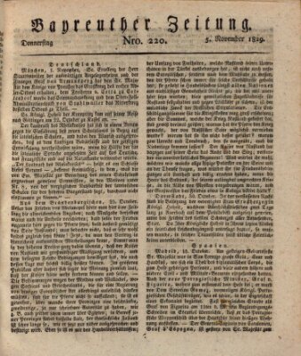 Bayreuther Zeitung Donnerstag 5. November 1829