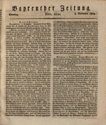 Bayreuther Zeitung Sonntag 8. November 1829