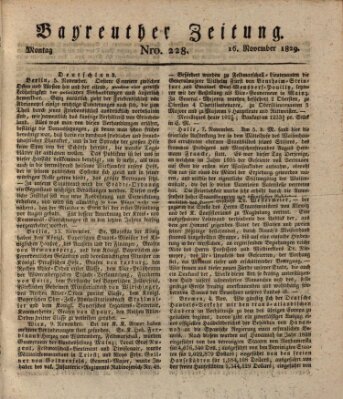 Bayreuther Zeitung Montag 16. November 1829