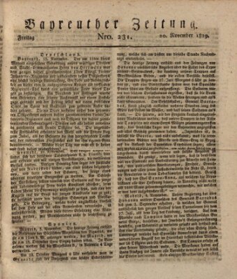 Bayreuther Zeitung Freitag 20. November 1829