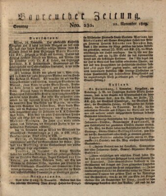 Bayreuther Zeitung Sonntag 22. November 1829