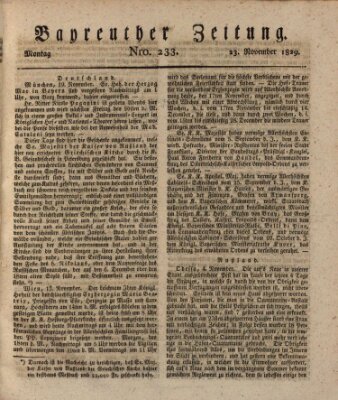 Bayreuther Zeitung Montag 23. November 1829