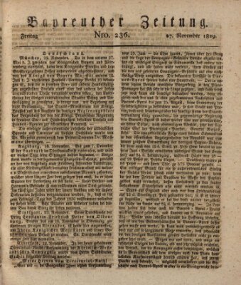 Bayreuther Zeitung Freitag 27. November 1829