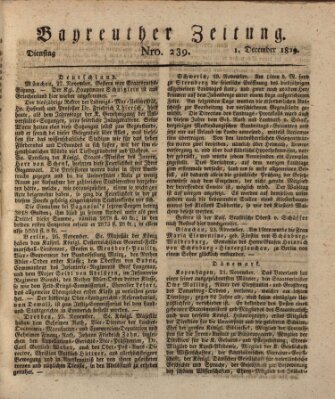 Bayreuther Zeitung Dienstag 1. Dezember 1829