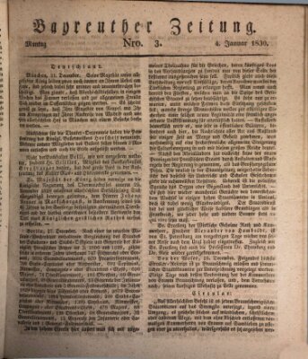 Bayreuther Zeitung Montag 4. Januar 1830