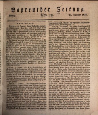 Bayreuther Zeitung Montag 25. Januar 1830