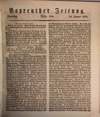 Bayreuther Zeitung Donnerstag 28. Januar 1830