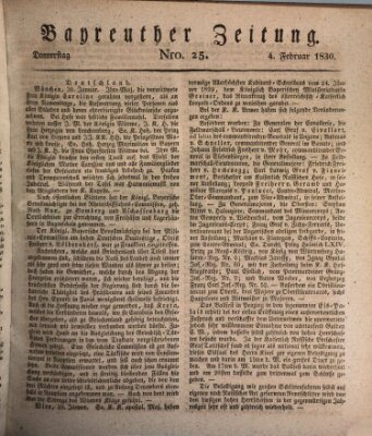 Bayreuther Zeitung Donnerstag 4. Februar 1830