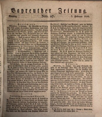 Bayreuther Zeitung Sonntag 7. Februar 1830