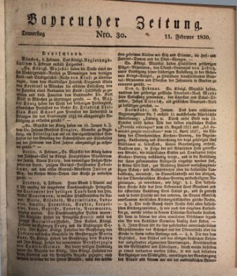 Bayreuther Zeitung Donnerstag 11. Februar 1830