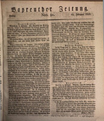 Bayreuther Zeitung Freitag 12. Februar 1830