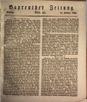 Bayreuther Zeitung Sonntag 14. Februar 1830