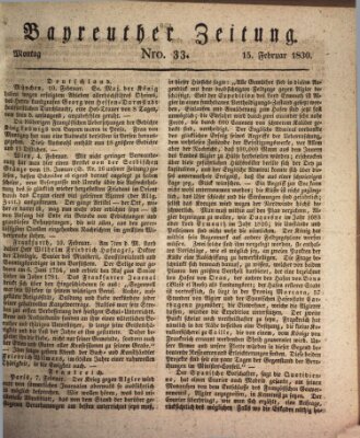 Bayreuther Zeitung Montag 15. Februar 1830