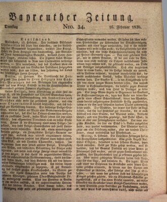 Bayreuther Zeitung Dienstag 16. Februar 1830