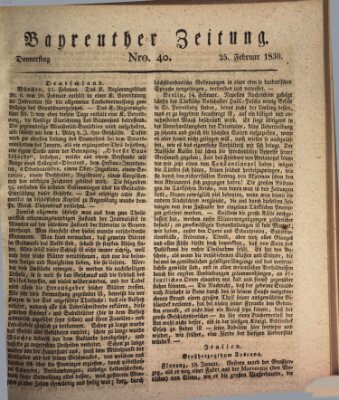 Bayreuther Zeitung Donnerstag 25. Februar 1830