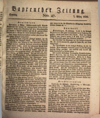 Bayreuther Zeitung Sonntag 7. März 1830