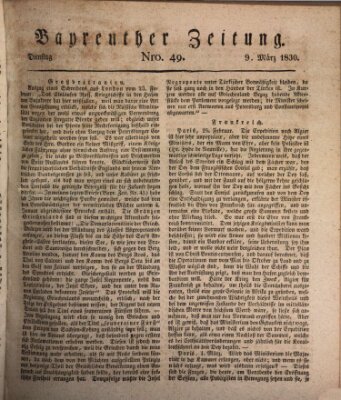 Bayreuther Zeitung Dienstag 9. März 1830