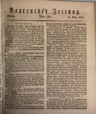 Bayreuther Zeitung Sonntag 14. März 1830