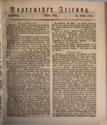 Bayreuther Zeitung Donnerstag 25. März 1830