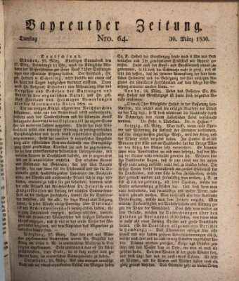 Bayreuther Zeitung Dienstag 30. März 1830