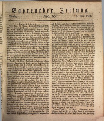 Bayreuther Zeitung Dienstag 6. April 1830