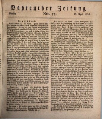 Bayreuther Zeitung Montag 19. April 1830