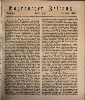 Bayreuther Zeitung Donnerstag 29. April 1830