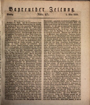 Bayreuther Zeitung Montag 3. Mai 1830