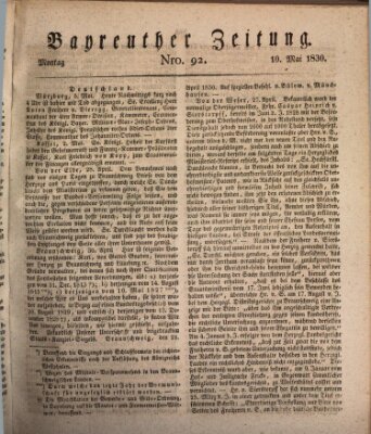 Bayreuther Zeitung Montag 10. Mai 1830