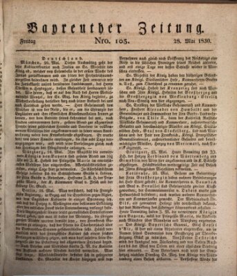 Bayreuther Zeitung Freitag 28. Mai 1830